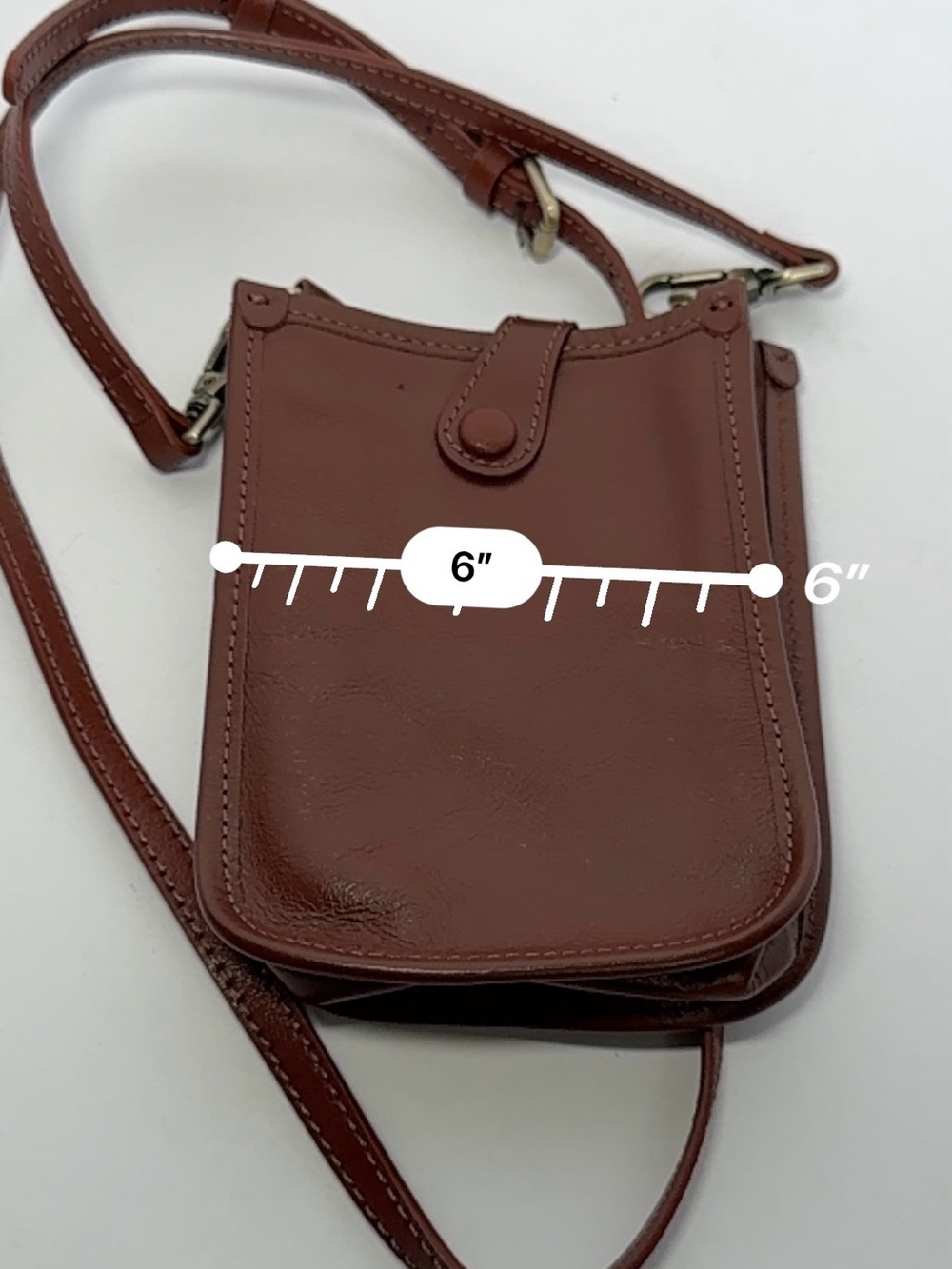 Genuine Leather Phone Crossbody Bag Small Minimalist Utility Pouch Brown - Picture 5 of 9